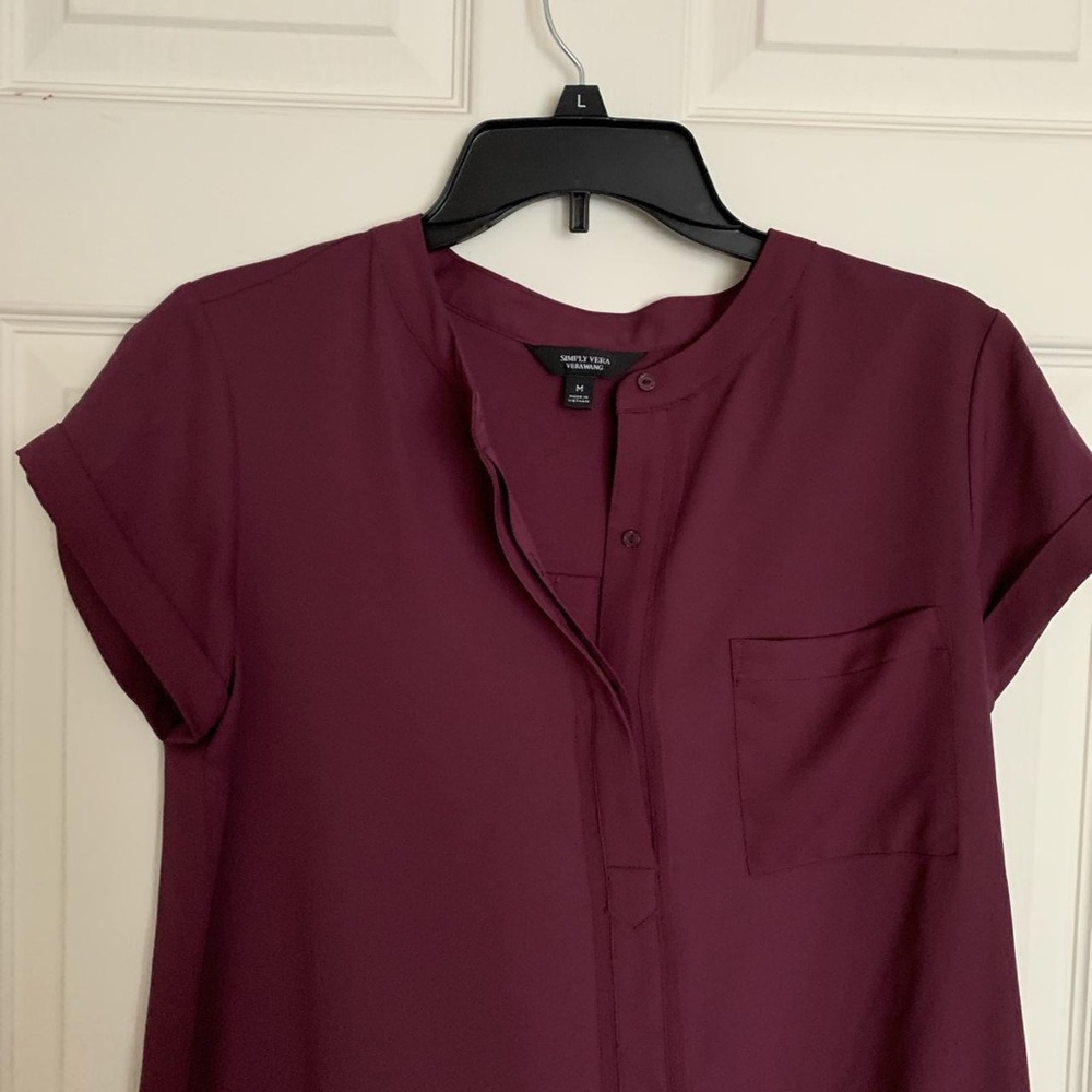 Simply Vera Short Sleeve Burgundy Size M